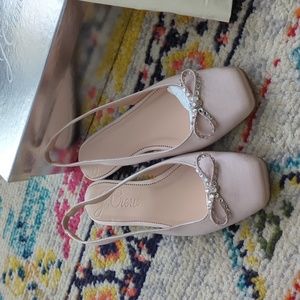 Blush Satin Crystal Bow Slingback Flats (NEW IN BOX) (SHOES, J. Crew, 8.5)